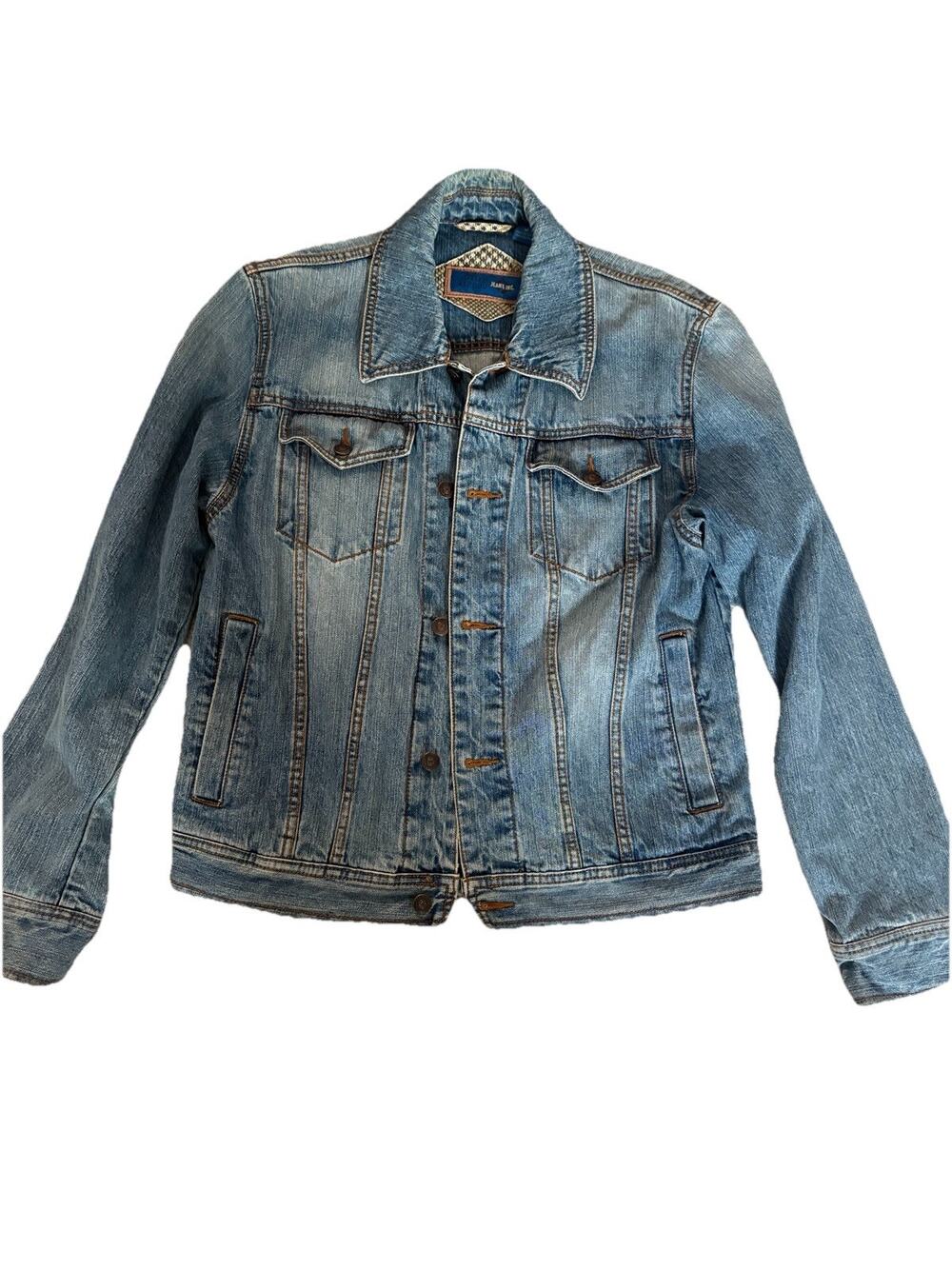Vintage Joseph Abboud Blue Denim Trucker Jacket Men’s Size Medium Spring Summer
